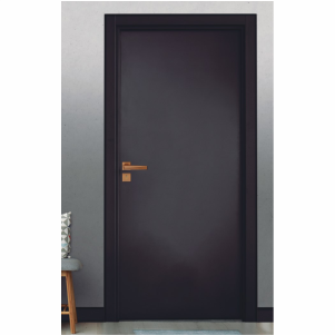 Porta preta fosca com puxador moderno